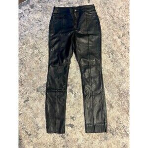 H&M Divided Faux Vegan Black Leather Pants Size 10 NWOT Side Slit Chic Sexy
